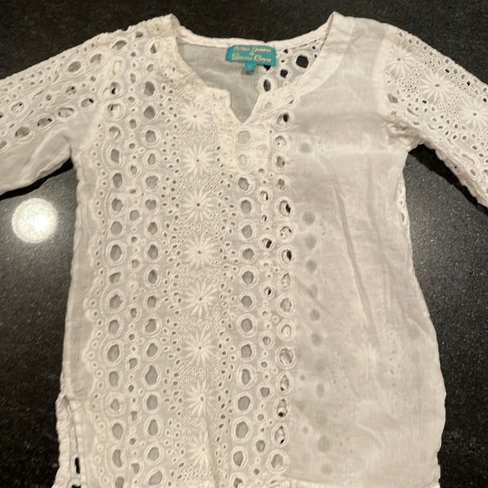Antica Satoria girls top size 6 white eyelet